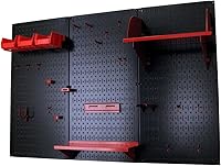 Vista 2 de Organizador de herramienta control de pared 30-wrk-400wb estándar panel perforado mesa de trabajo de metal Pegboard negro con accesorios rojos