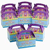 Kicko Happy Birthday Treat Boxes - 6.25 Inch Birthday Candle with Confetti Favor Box - Colorful Party Container - Assemble it Yourself Party Favor Box - Pack of 12