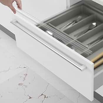 6 Pcs Clear Rigid Plastic Slip On Cabinet Door Protector, Works for 3/4” Cabinet Door Thickness, 18” Length, Edge Guard for Protecting Kitchen Cabinets Stool Foot Rails and Chair Rungs from Chipping