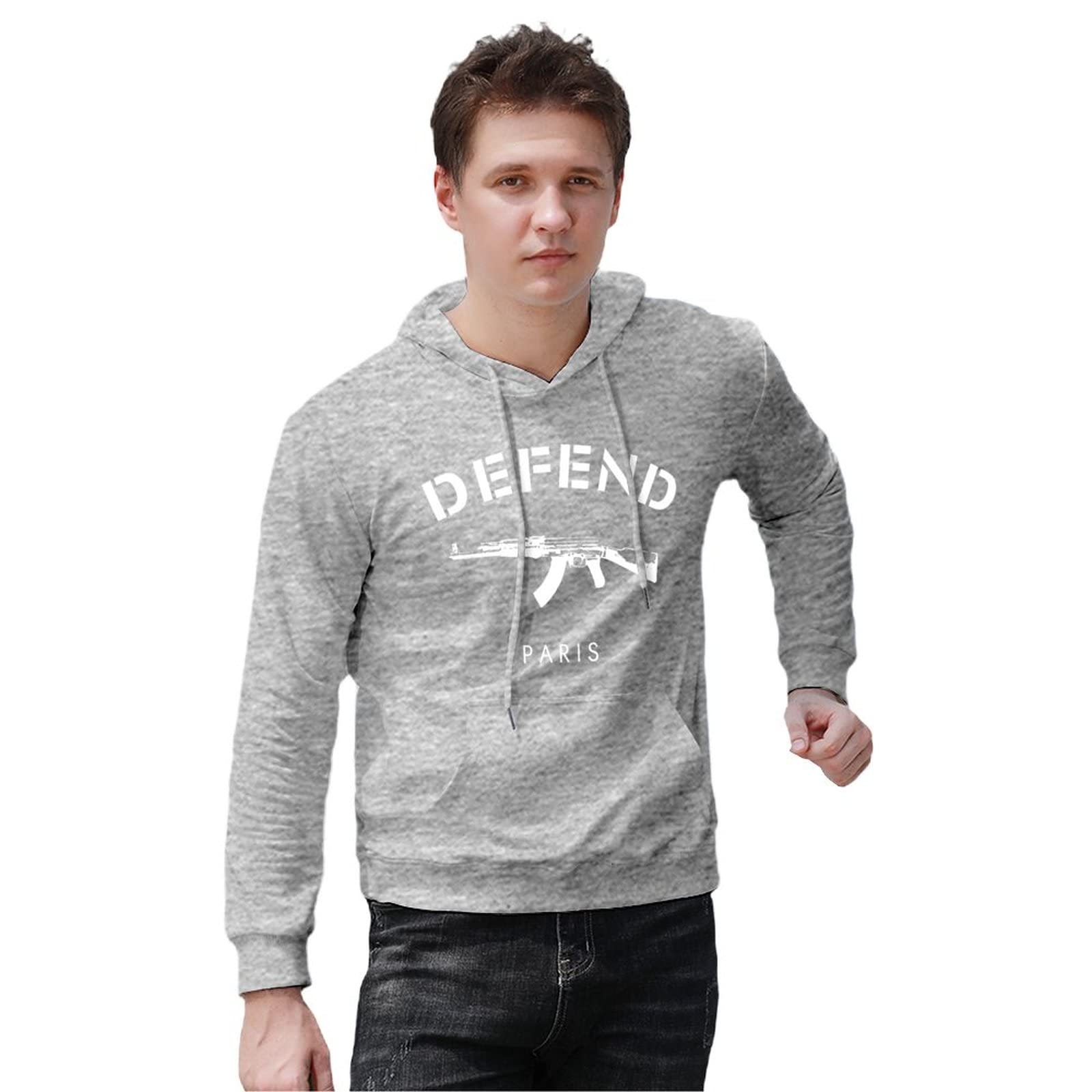 shijiNew Defend Paris Ak47 Funny Tumblr Hoodie New Men's Hoodies Hoodie Gray S