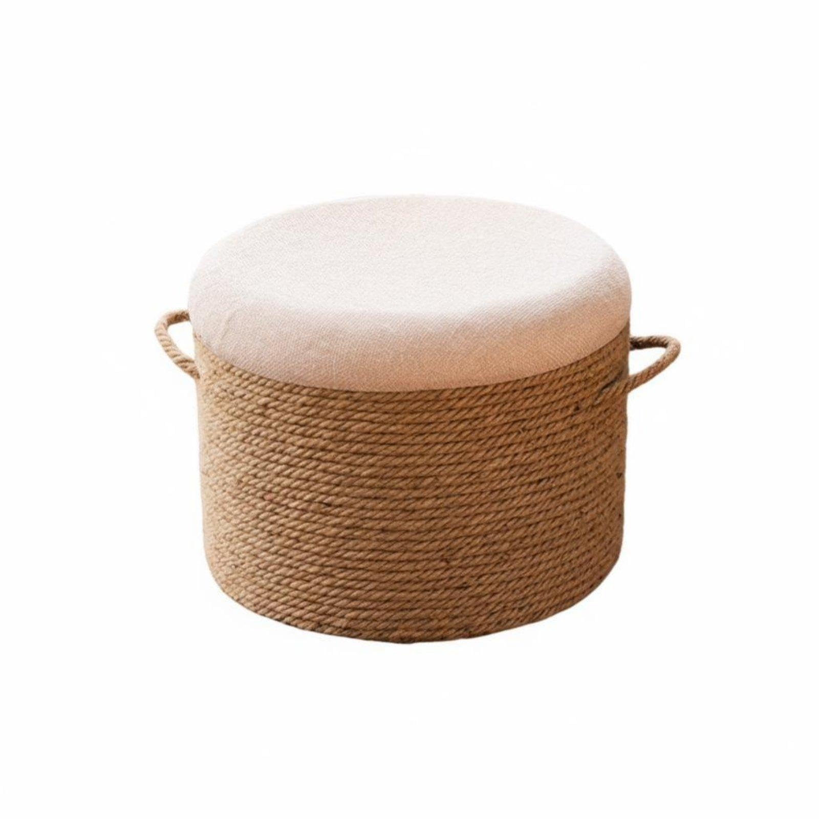 Enakshi® Round Rope-Wrapped Pouf Multi-Functional Round Pouf Ottoman Hard-Wearing Footstool for Entryway Beige 40x30cm|Home & Garden | Furniture | Ottomans, Footstools & Poufs-image-1