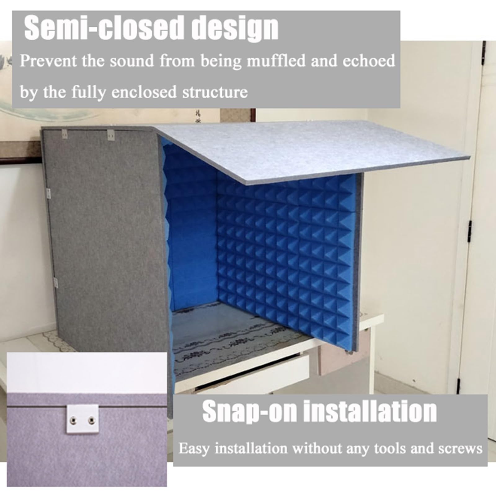 Sound Isolation Room for Home Studio, Microphone Foam Booth Cube, Portable Vocal Booth for Recording, Desktop Soundproof Cover, for Recording Podcasts Singing Gaming