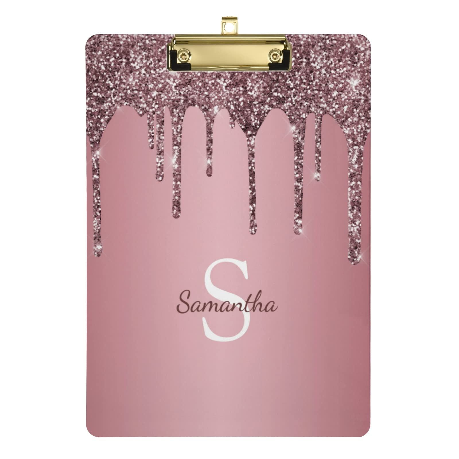 Personalized Pink Purple Acrylic Clipboard, A4 Letter Size Clipboards with Text Logo for Students Women Man - 9" x 12.5" with Low Profile Metal Clip