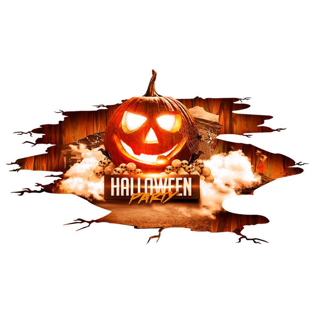 Pegatinas De Calabaza Saltarina Para Halloween – Decoración 3D Para Suelo Y Pared, 2 Unidades De 90x60 Cm, Fácil De Poner Y Quitar