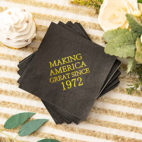 Crisky NPK020-50YEAR-BLACKGOLD-50 50Th Birthday Disposabel Napkins Black And Gold Dessert Beverage Cocktail Cake Napkins 50Th Birthday Decoration Party Supplies thumb #1
