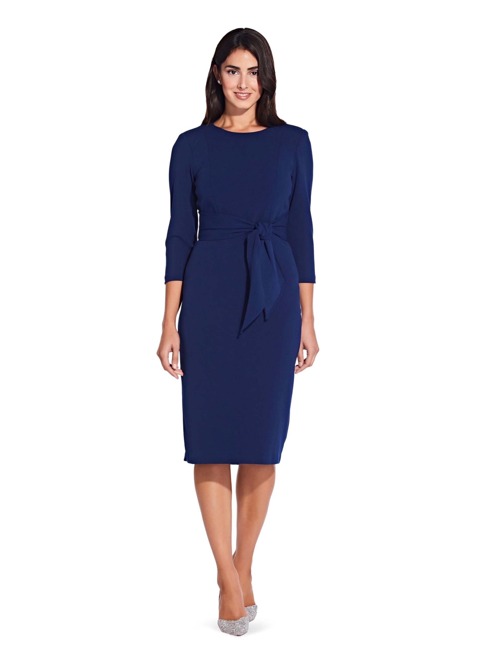 Adrianna Papell - Damen - Cocktailkleid - Knit Crepe Tie Waist Sheath - Edel, schlicht, Zeitlose Eleganz