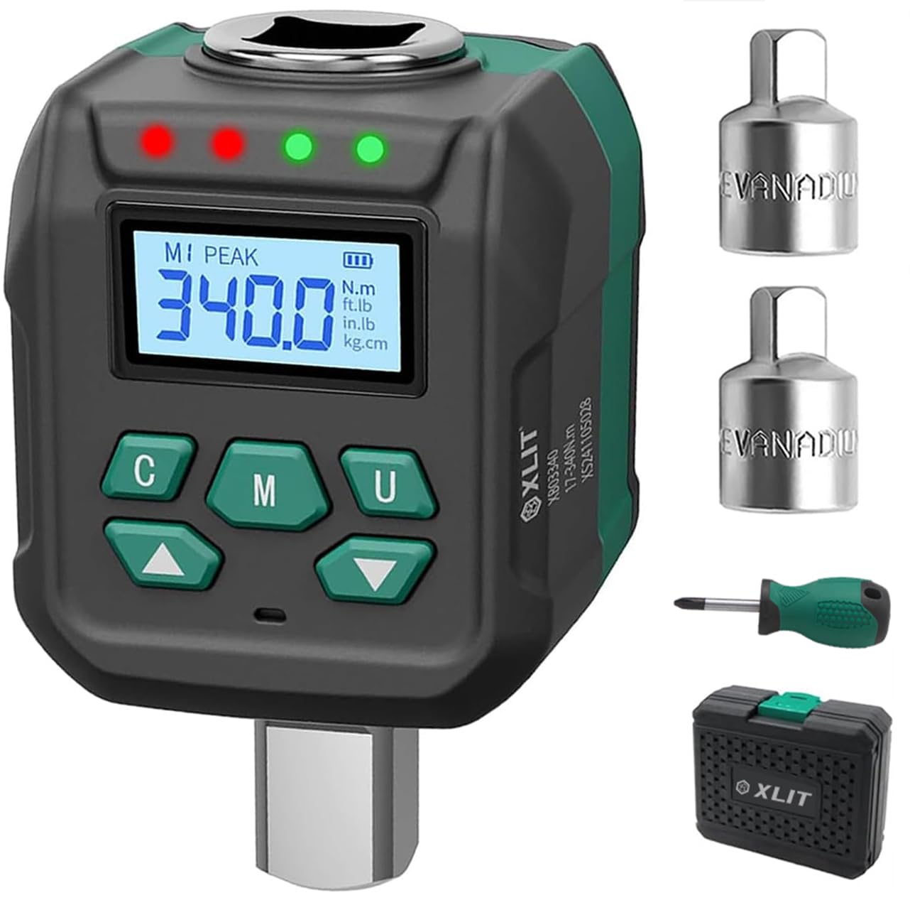 XLIT Precision 1/2" Digital Torque Adapter Set (12.5-250.7 ft-lb), Buzzer and LED Alerts, ±2% Accuracy, 1/4" and 3/8" Impact Socket Adapter, Calibration Certificate, Mechanic Tool Kit Automotive-image-18