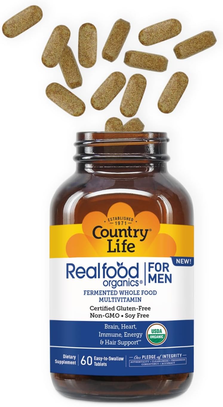 Country Life RealFood Organics for Men – 60 Tablets | 1,300mg Organic Fermented Whole Foods, 7-Mushroom Superfood & Aloe – Certified Gluten-Free, Vegan & USDA Organic Multivitamin - Image 3