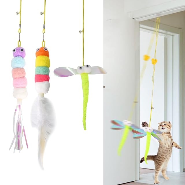 Foto 4 de 7 de Wisebom Juguetes Colgantes para Gatos, 3Pcs Juguete Interactivo Gato con Campana y Hierba Gatera