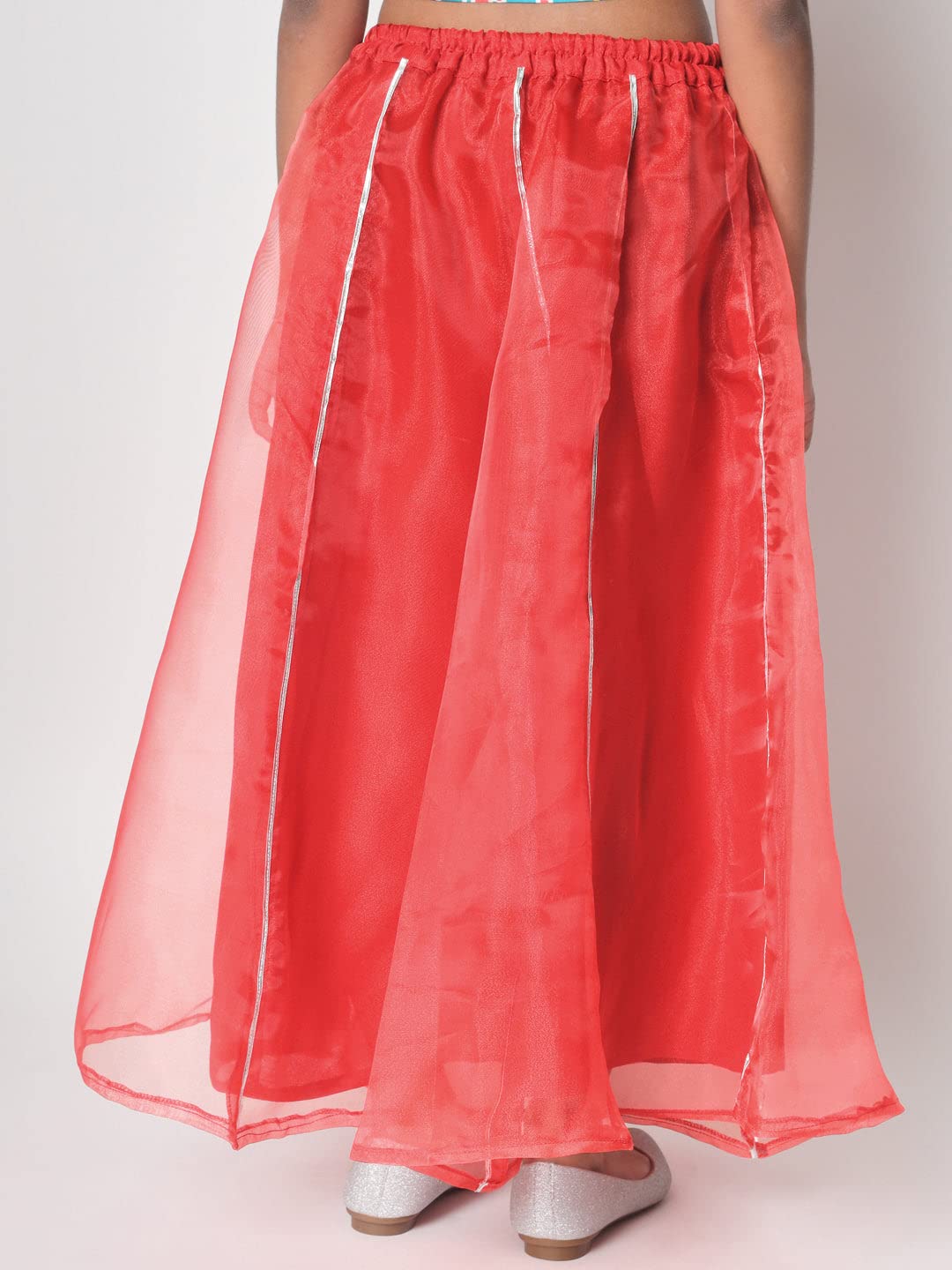 studio rasa Girls Organza Embellished Kalidaar Kids Skirt for Wedding Party Festive(GSC12303/7-8_Red_7-8yrs) 2