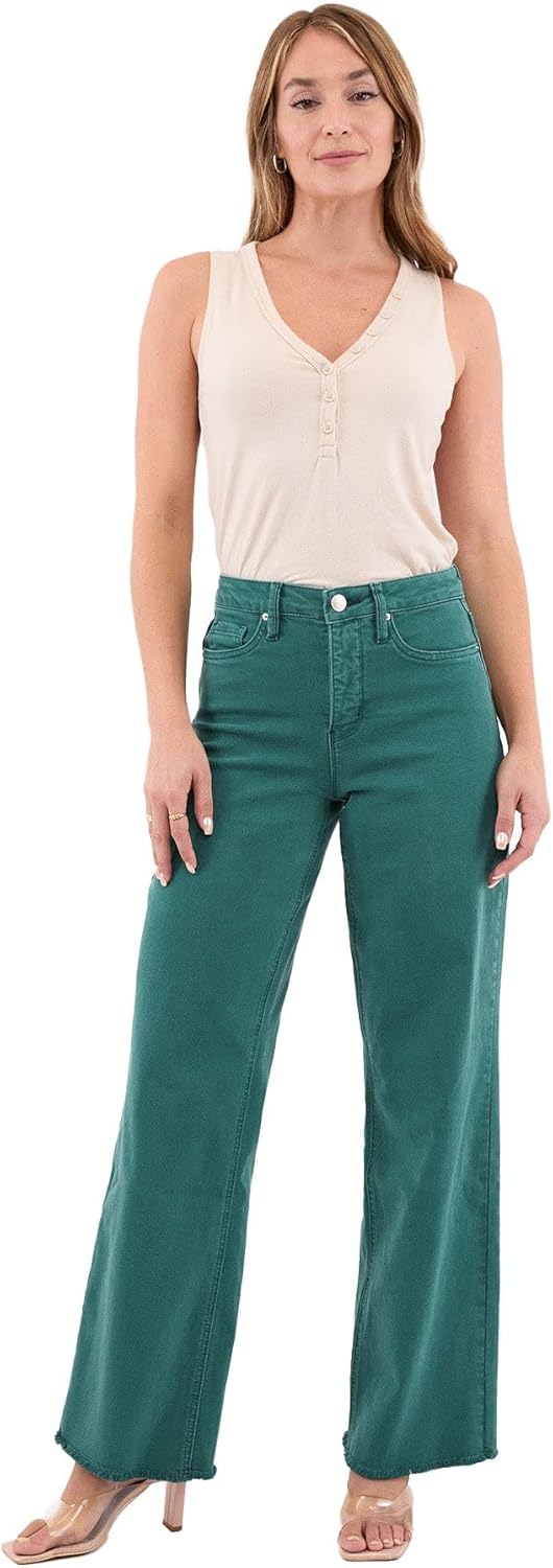 RFM Chloe High Rise Frayed Hem Wide Leg Pants - Stretch Denim with Tummy Control - Size Inclusive (00-24 Plus Size Jeans) - Image 5