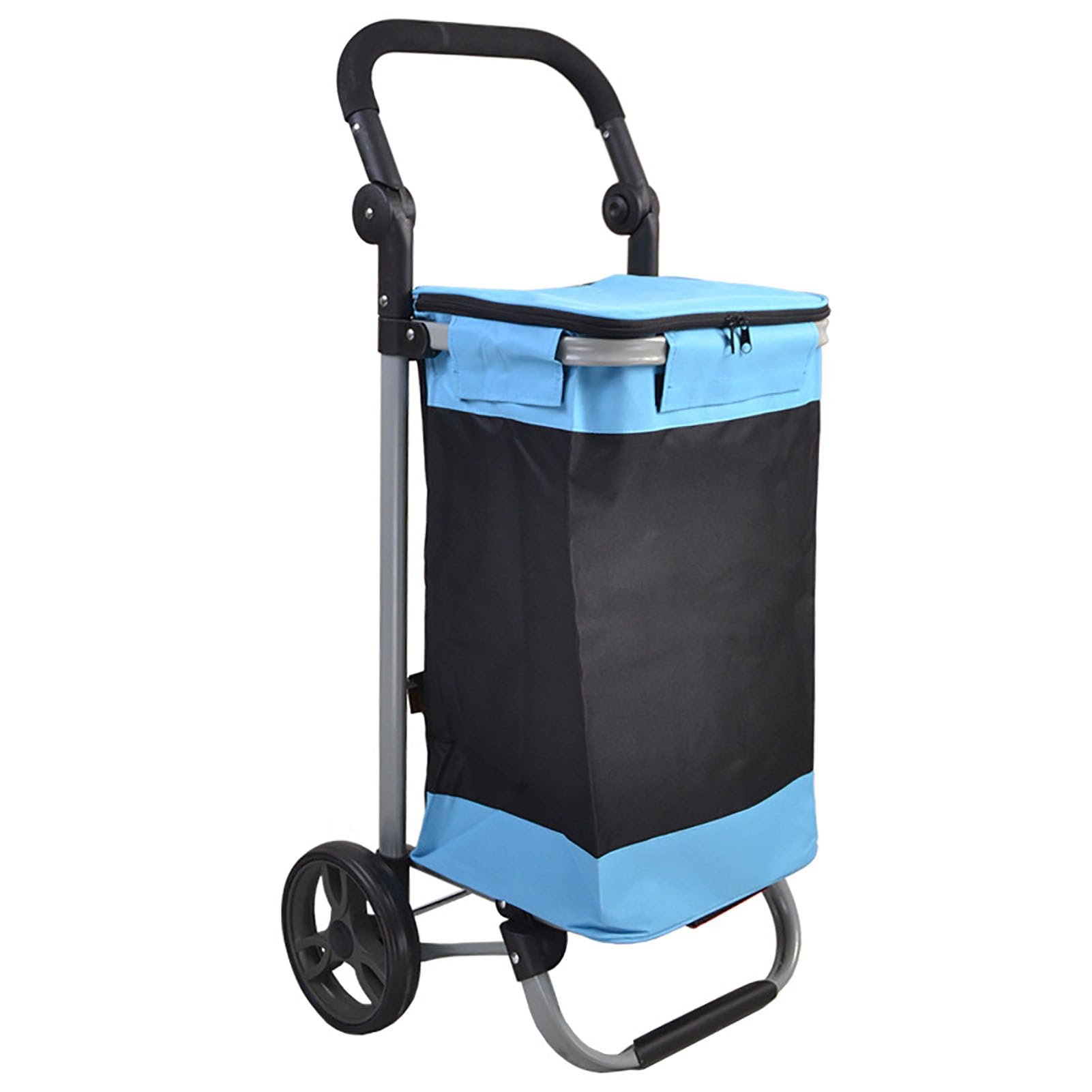 Carrito de Compras Plegable con Ruedas Carrito Utilitario Ligero para Uso Diario Carrito de Almacenamiento Portátil Compacto para Ancianos y Familia,Azul