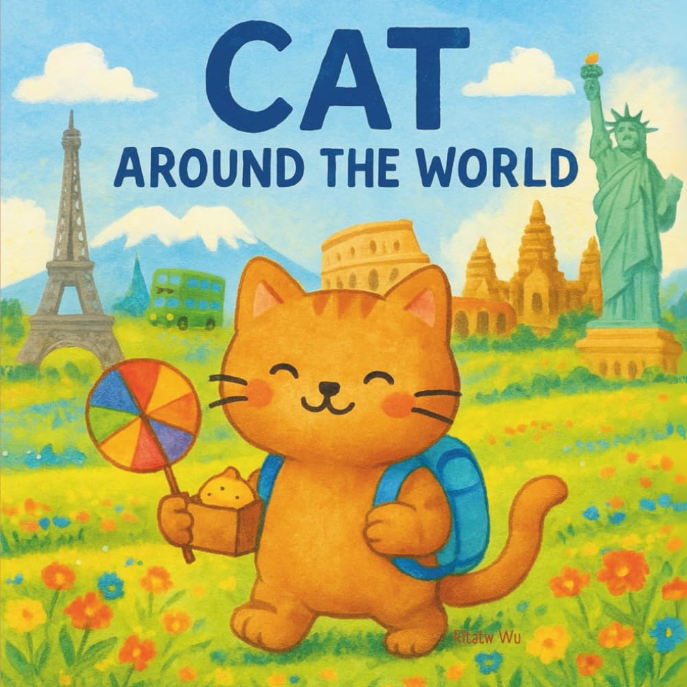 The Cat Around the World: Coloring Book for Adults and Teens, Super Cute Designs of Cozy, Travel around the world with your cat (Cozy Spaces Coloring)