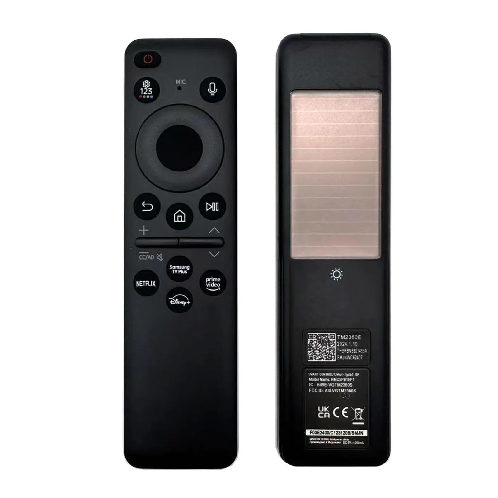 Télécommande Vocale Solaire BN59-01455A/P TM2360E, Compatible avec Samsung 2024 Smart TV, for Neo QLED Série Q60 Q70 Q80 QN85 QN90