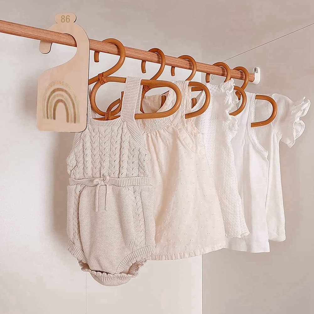 Kiwochy Baby Wooden Size Separator 9 Clothing Sizes 50 to 98 Baby Wardrobe Dividers Baby Clothes Organiser Rainbow Design for Baby Clothes Nursery Decorations - Image 3