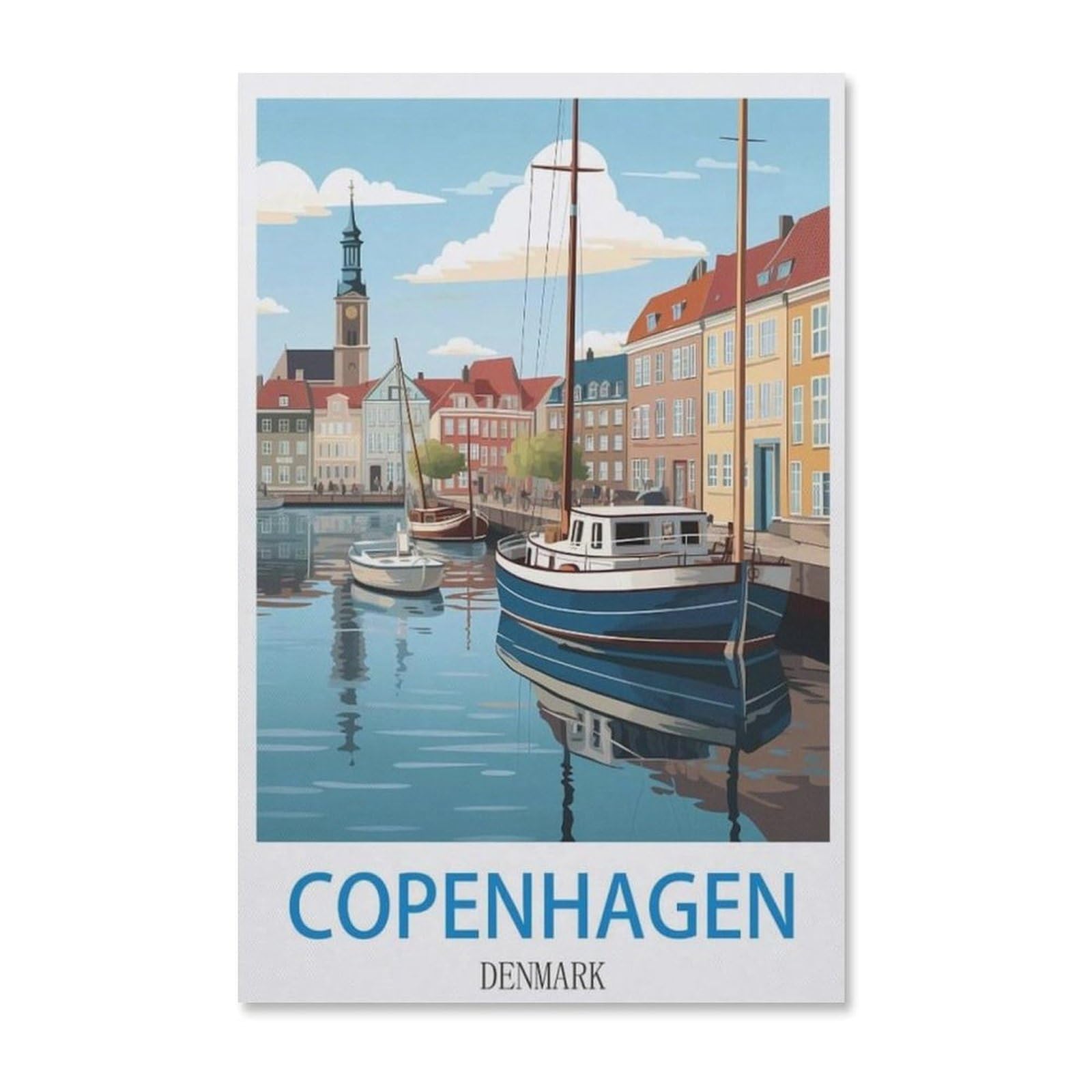 Jigsaw Puzzle 1000 Pieces,Vintage Travel Poster Copenhagen Denmark,paper Children Toys Decompression Game(50x70cm)-G41 — image 1