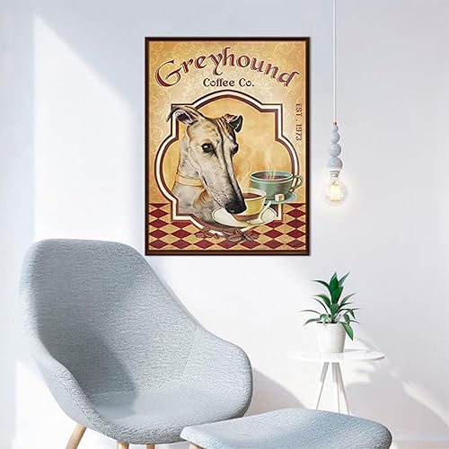Miniatura 3 de UPABLUNSO Greyhound Dog Coffee DIY 5D Diamond Art Kits para adultos Pintura con Diamantes Pintura Punto de Cruz Decoración de Pared del Hogar Regalo
