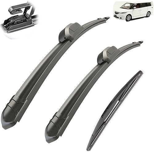 Limpiaparabrisas de automóvil compatible con Honda Elysion 2010-2015, limpiaparabrisas delantero y trasero, de goma suave, parabrisas de 26 + 24 +