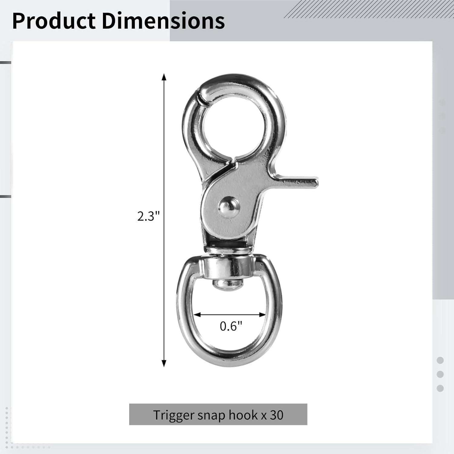 Key Chains, 30 Pcs Trigger Snap Hooks, Sturdy Spring Buckle, Swivel Clip Hooks, Metal Swivel Clips Snaps Hook, Heavy Duty for Pet Cages