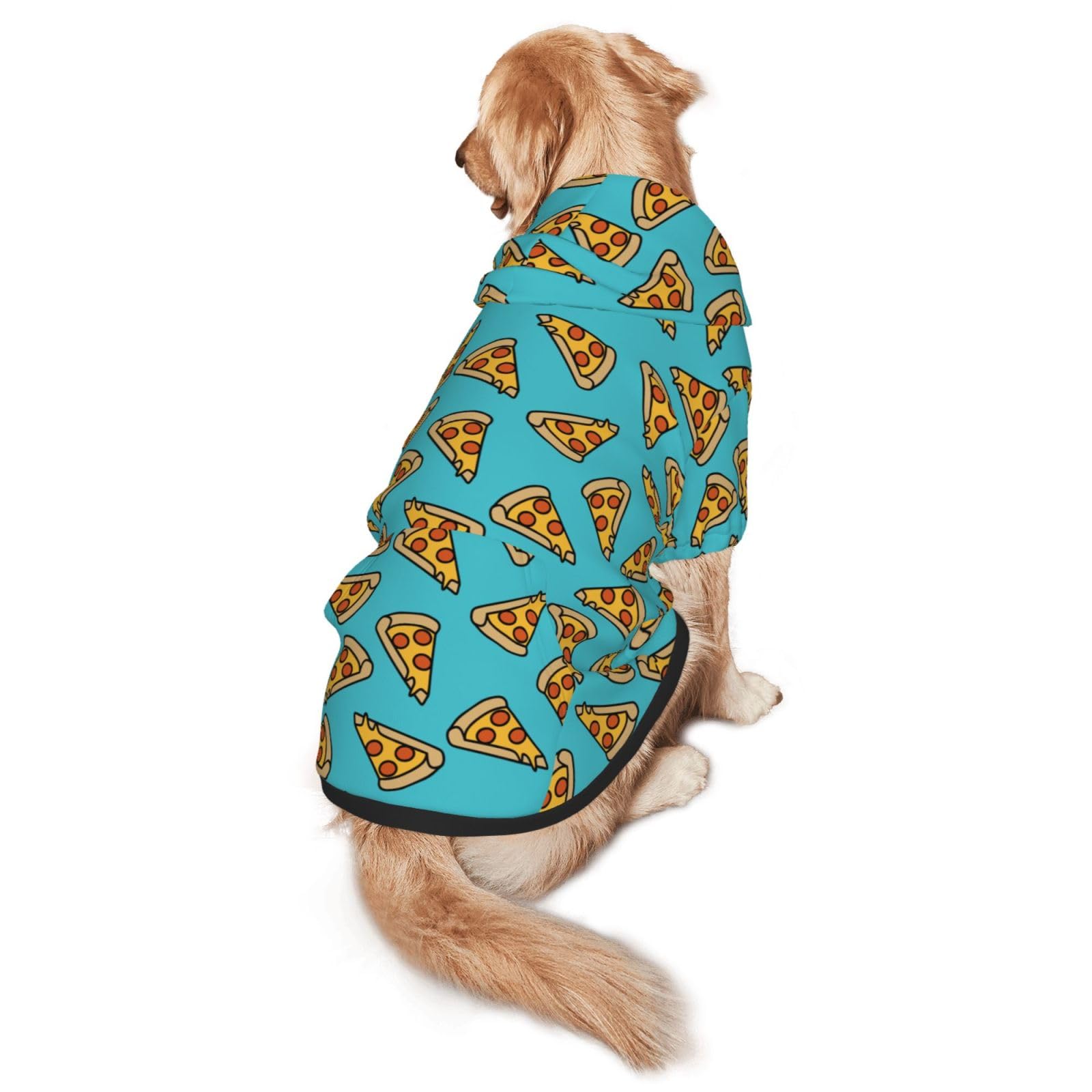 Funny Pizza Pattern Dog Costume for Medium Large Dogs Cats Pullover Sweatshirts Pet Clothes Dog Hoodie with Hat Xx-Large