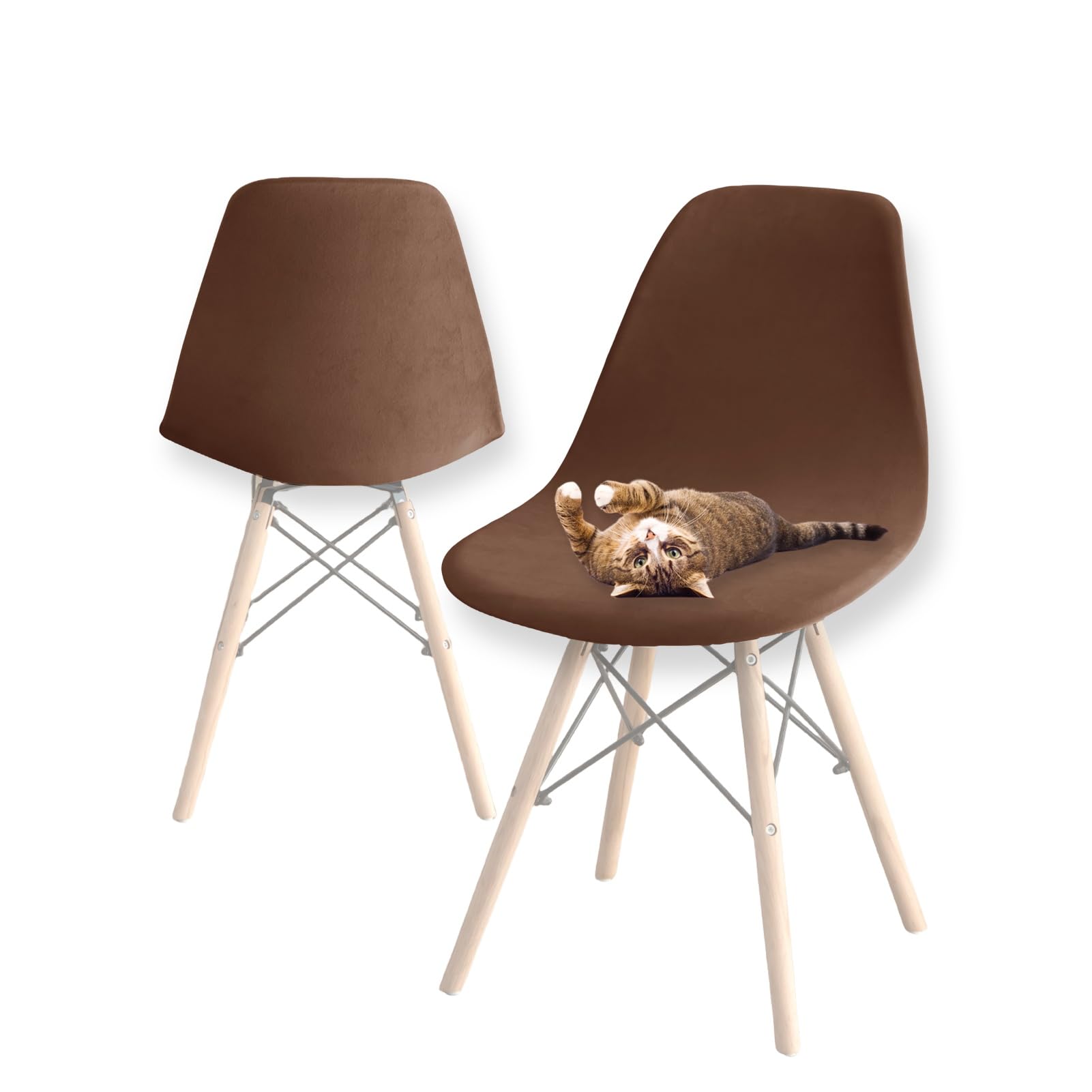 Stretch Modern Dining Chair Covers ,Stretch Scandinavian Velvet Slipcovers Chair Protector Seat Covers,Shell Side Chair Covers,for Dining Room,Wedding,Banquet & Party Decoration (Dark Curry,4pcs)