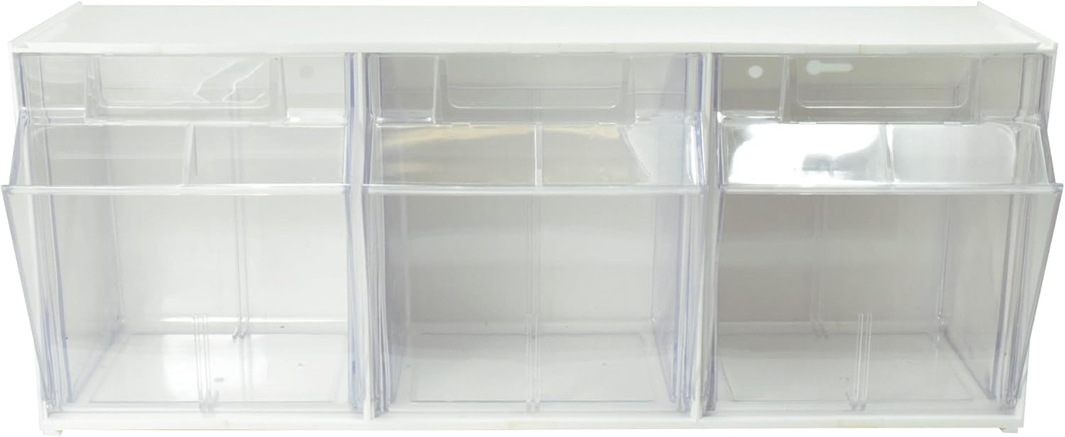 Deflecto Tilt Bins, Interlocking 3-Bins, 24" x 7" x 9.5 ", White (20303OP)