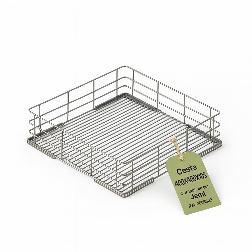 Cesta Para Vasos y Copas 400x400x105 Recambio Tecnico Para Lavavasos Lavavajillas Compatible Con JEMI Ref 3503002 Rejilla Metalica Hosteleria Portavasos Antioxido Drenaje Rapido