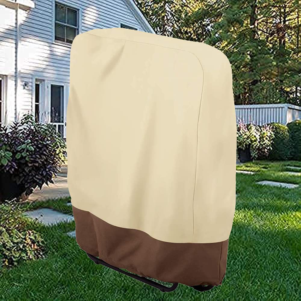 Upgraded Zero Gravity Folding Chairs Cover Waterproof 420d Lawn Patio Furniture Covers All Weather Resistant 93x82cm (Beige & Coffee) (2pcs Beige)