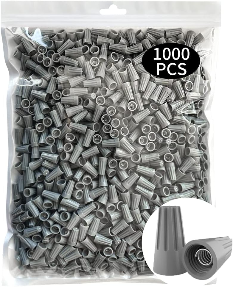 1000 Pcs Electrical Wire Connectors Screw Terminals, Grey Wire Caps Spring Insert Twist Nuts Connection Terminal