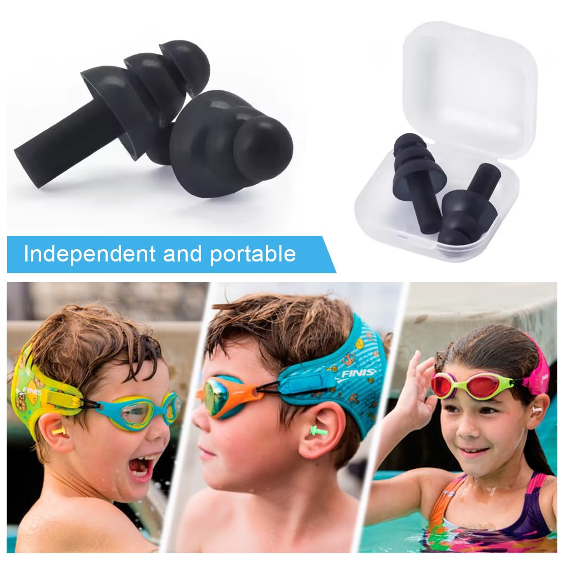 tappi orecchie piscina,7 paia tappi orecchie in morbido silicone,Tappi per le orecchie da nuoto per adulti, riutilizzabili, per doccia, nuoto, surf, snorkeling e altri sport acquatici