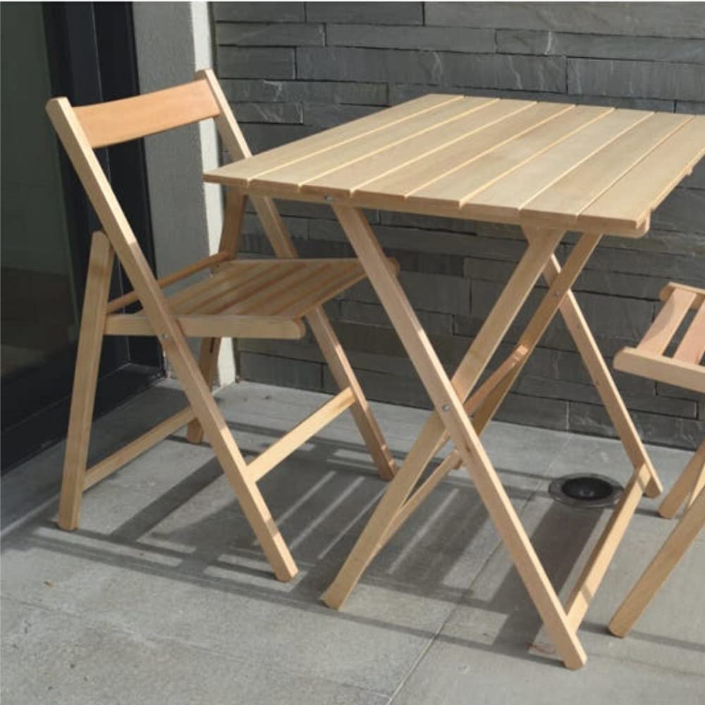 Tomaino - Lot de 4 chaises pliantes de camping en bois - Pour intérieur et extérieur - Peu encombrant, idéal pour cuisine, jardin, balcon (naturel)