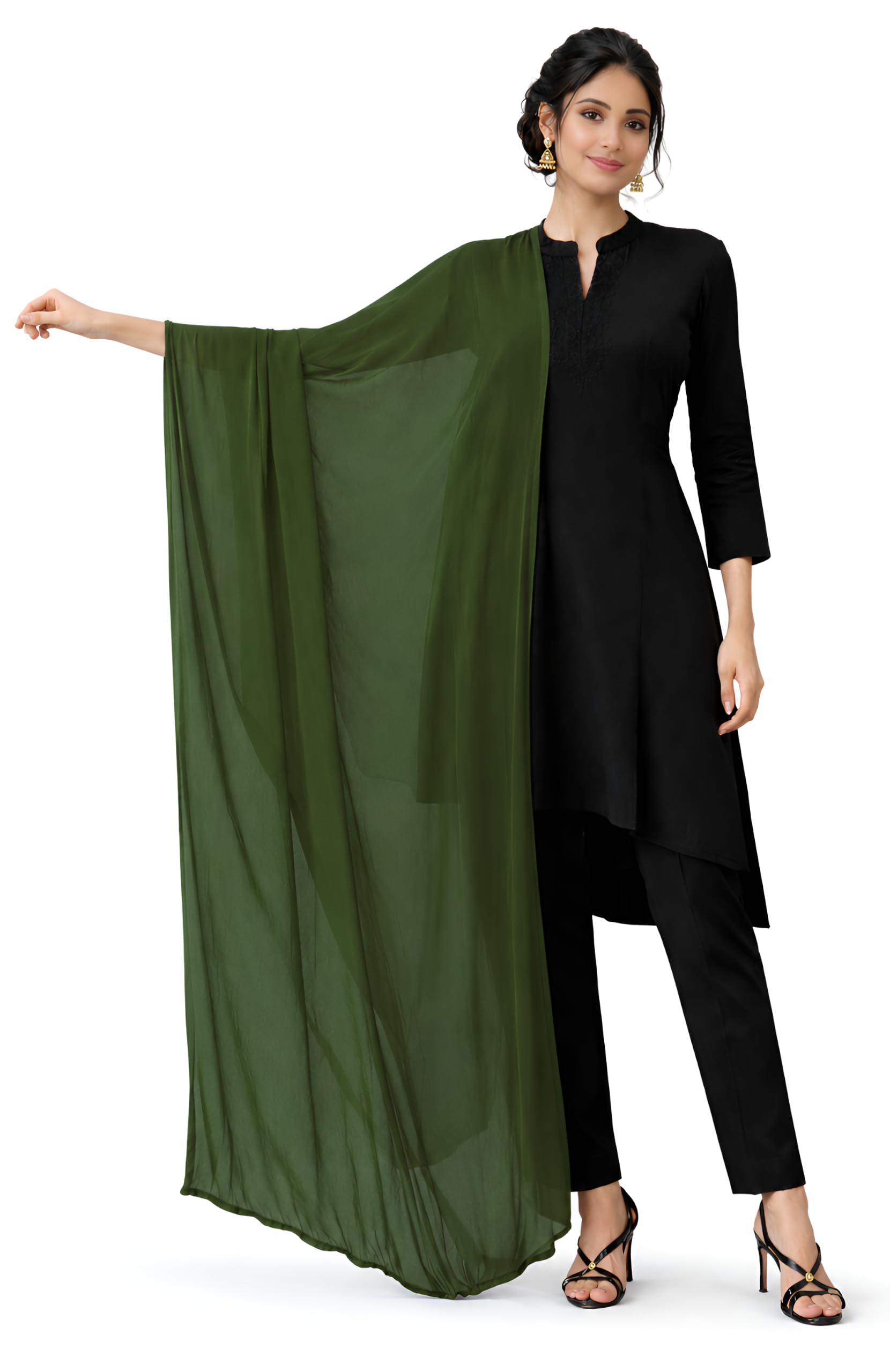 dupatta fashion Chiffon Solid Dupatta For Women's & Girls Length - 2.50 Meter-picture-13