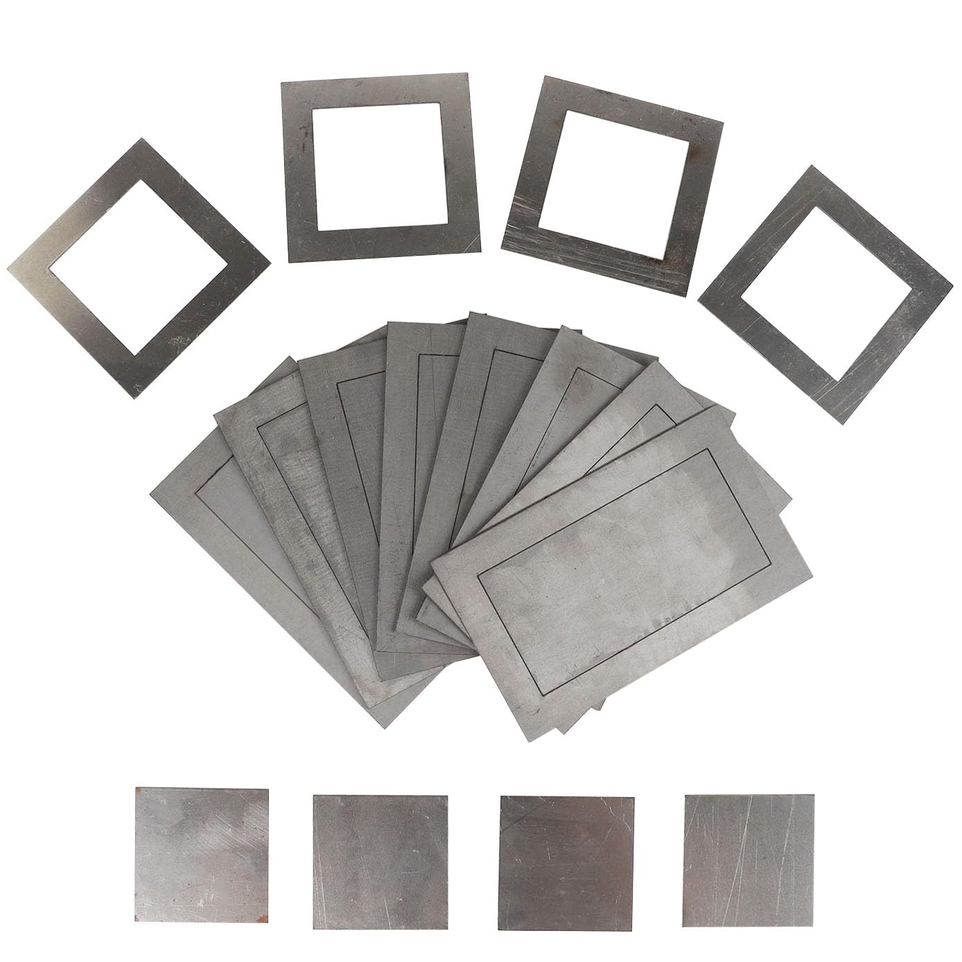 Kit pratica di saldatura, set di cornici e piastre in metallo, cornici quadrate da 7,5 cm e piastre rettangolari da 12,5 x 7,5 cm, materiali didattici per saldatura in acciaio, 24 pezzi