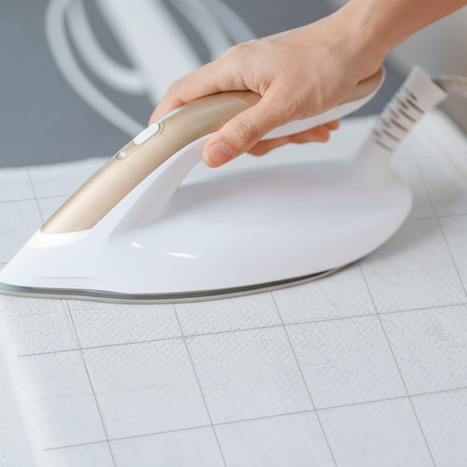 Breling Fusible Interfacing with 2.5 x 2.5 Inches Grid Nonwoven Layout Iron on Polyester/Rayon Lightweight Interfacing for DIY Crafts Supplies(Light Weight,48 Inches X 8 yd)