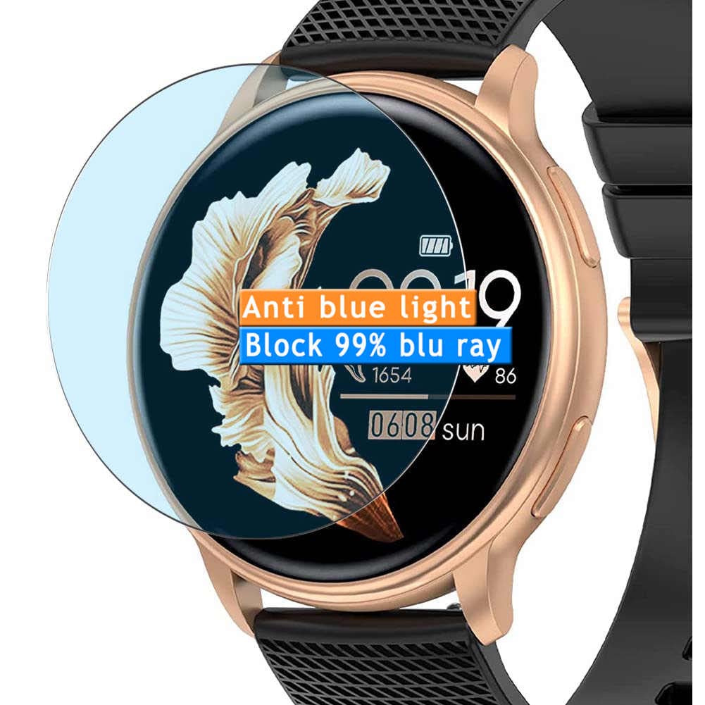 Vaxson 3-Pack Anti Blue Light Screen Protector, compatible with Nemheng NY33 1.32" Smart Watch smartwatch, TPU Guard Film Protectors Sticker [NOT Tempered Glass]