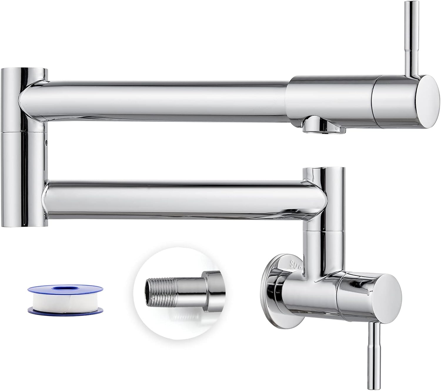 Heyalan Kitchen Restaurant Sink Faucet Polished Chrome Wall Mounted