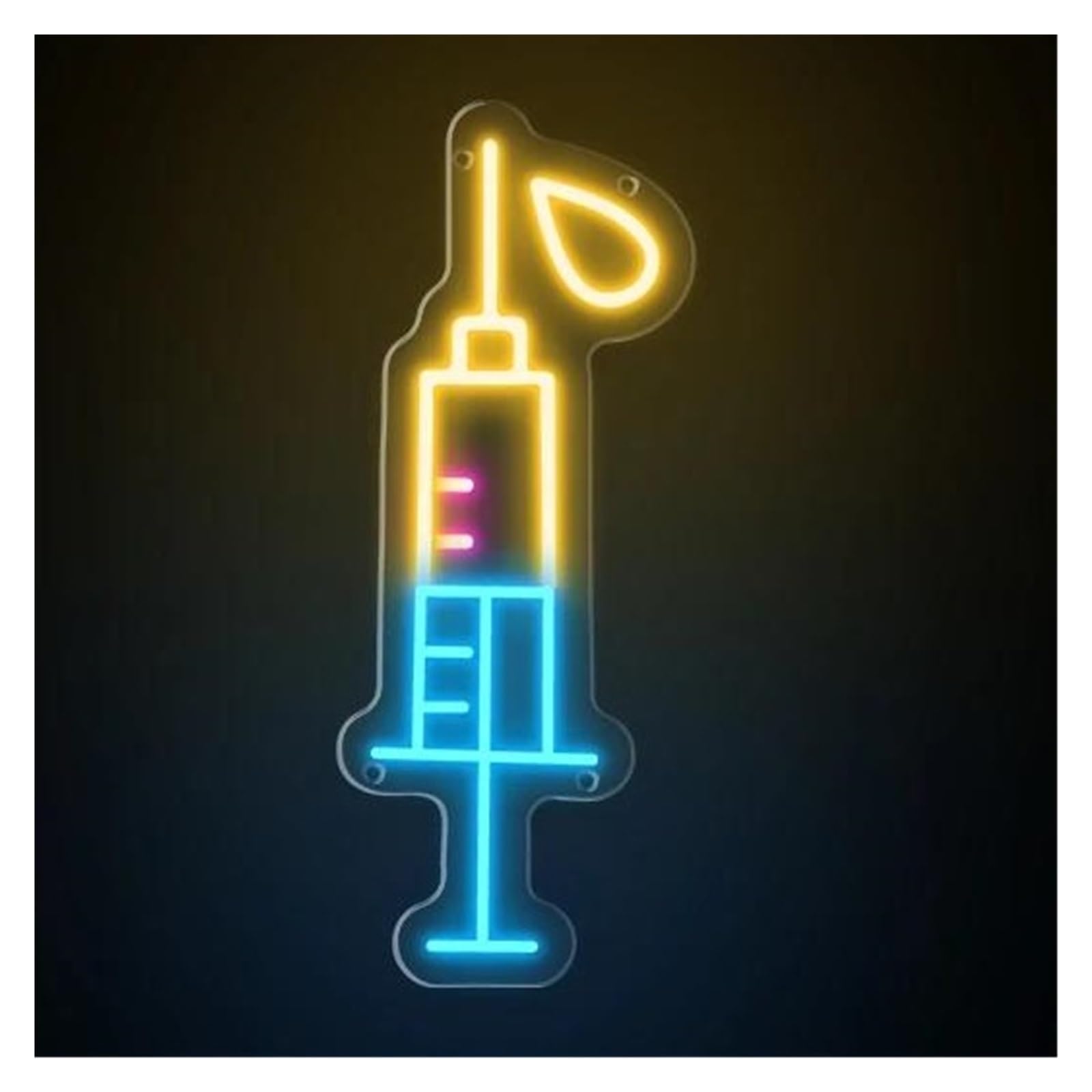 LEMST Signs Lamp Syringe Neon Sign Signboards for Clinic Hospital Pet Shop Advertising 16.2x40cm