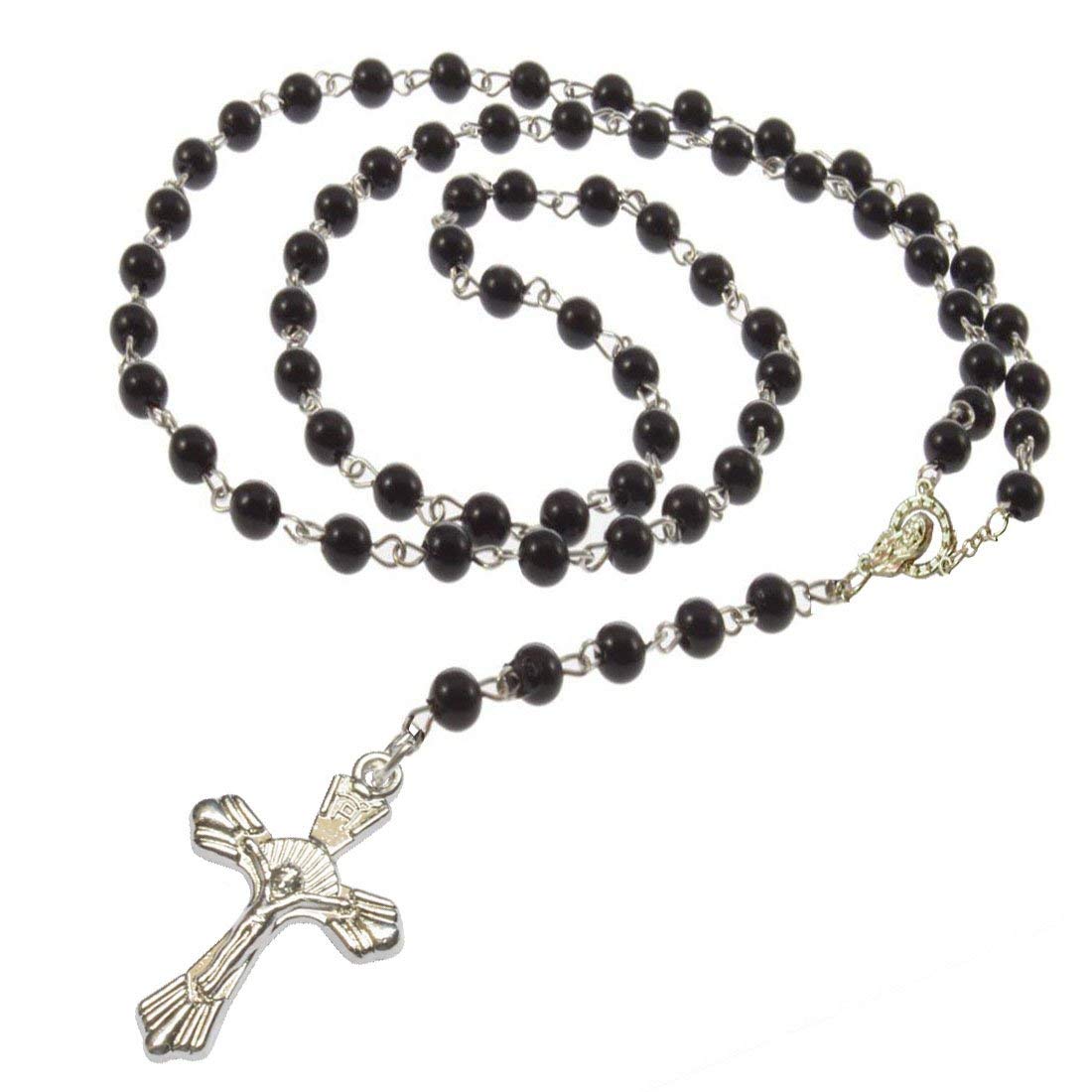 Jesus Cross Necklace for Men and Women | Christian Rosary Beads Pendant Chain | Holy Cross Locket Necklace | Spiritual Religious Pendant Jewellery