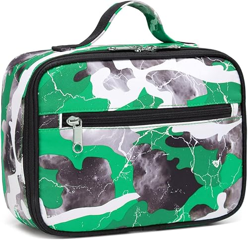 BLUEFAIRY Lonchera térmica para niños, lonchera para niños, para escuela primaria, jardín de infantes (verde camuflado)