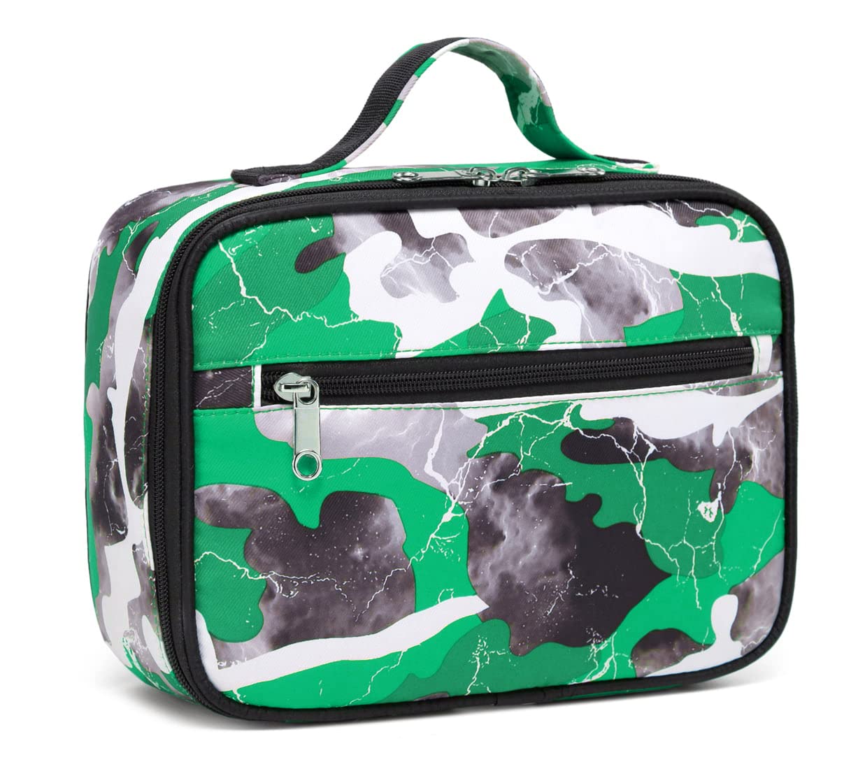 BLUEFAIRY Lunch Box for Boys Kids Insulated Lunch Bag for Middle School Childs for Elementary School Kindergarten Lunch Box for Daycare Lonchera para Niños Camo Green