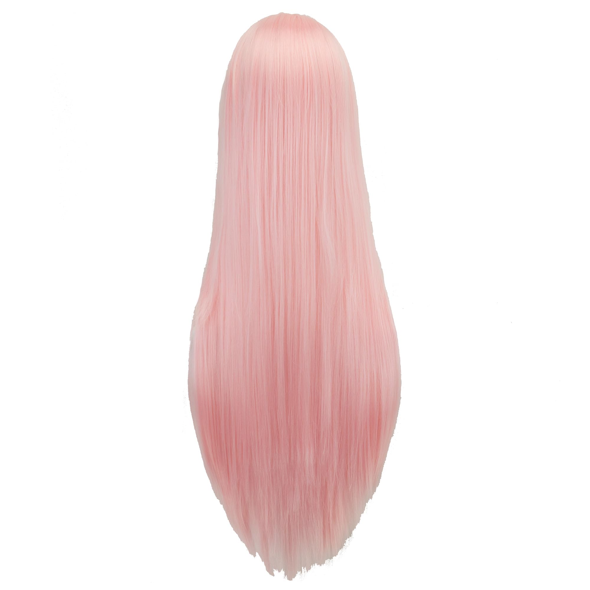 IMISSU 80cm Long Straight Natural Hair Cosplay Wigs with Bangs Colorful Halloween Costume Party Wig for Girl (Bright Pink) - Image 3
