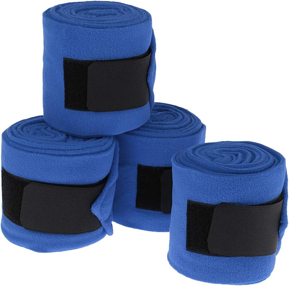 4pcs Soft Fleece Horse Leg Boots Wraps Equestrian Leg Polo Bandage 300x11cm,Offer support and protection Blue