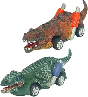 WHAMVOX 2pcs Pull Back Car Friction Powered Toy Cartoon Dinosaur Car Toys Children Pull Back Toy Kids Car