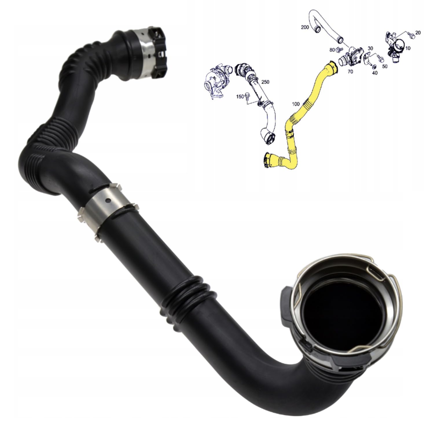 Durite de Turbocompresseur Tuyau d'Air Intercooler compatible pour Mercedes-​Benz Citan Renault Kangoo Grand Kangoo motorisation 1.5 dCi 144600199R 144609191R 4150900242