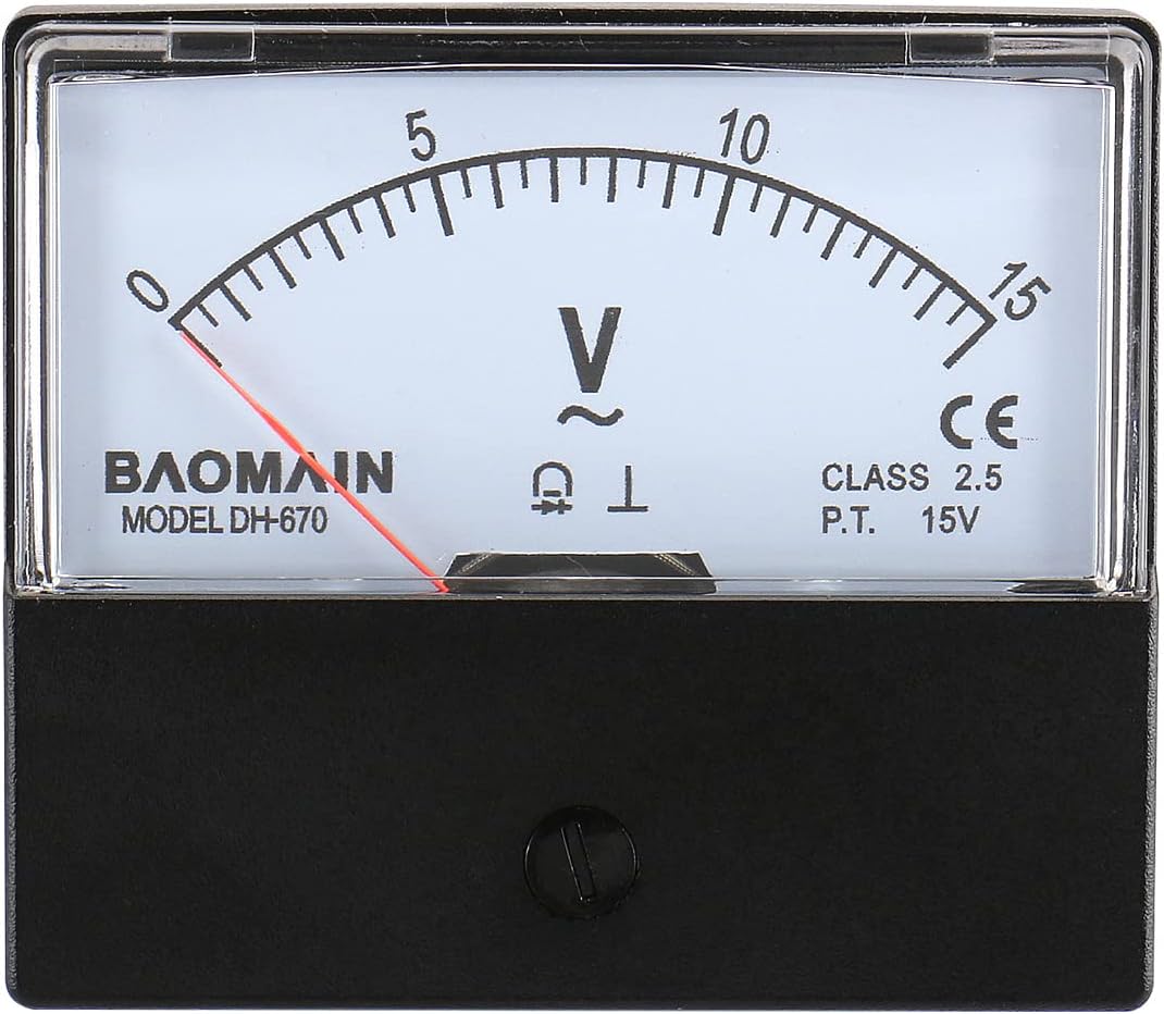 Baomain Voltmeter DH-670 AC 0-15V Rectangular Class 2.5 Analog Panel Volt Voltage Meter