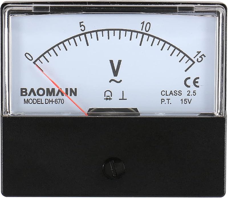 Voltímetro analógico de painel Baomain DH-670 AC 0–15 V Classe 2.5 – 1 unidade