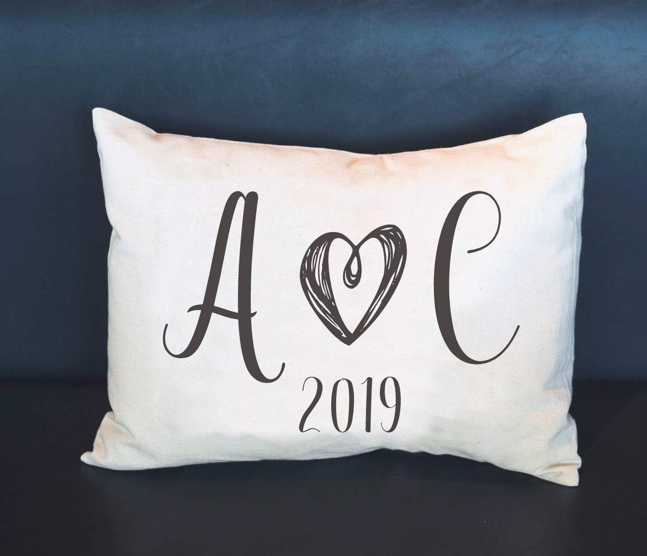 Lovers Pillow with Initials, Heart and Date