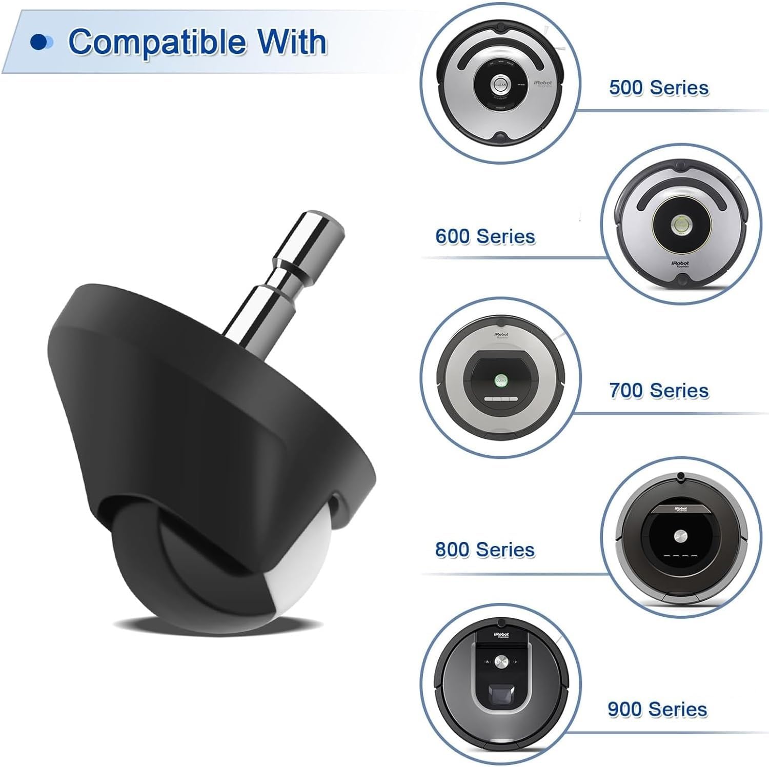 Front Wheel Caster Assembly Replacement Parts,Compatible For Roomba, 500 600 700 800 900 I7 E5 E6 Series Robot Vacuum Cleaners Accessories(2PCS)