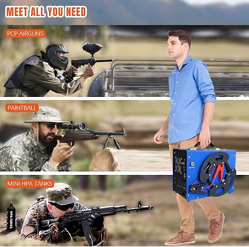 Miniatura 7 de TOAUTO - Compresor de aire PCP A3, diseño único vertical+carrete de alambre, parada automática, sin aceite/agua, 4500Psi/30Mpa, conector rápido de