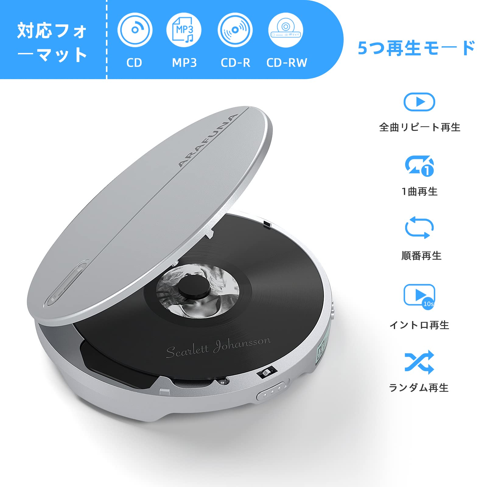 Amazon.co.jp: ポータブルcdプレーヤーイヤホン付き、コントローラー